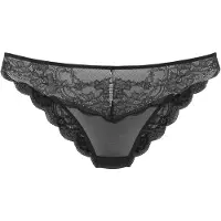 LASCANA Tanga , Damen, Gr. 40/42, schwarz, Microtouch, Obermaterial: 90% Polyamid, 10% Elasthan, körpernah, Unterhosen Tanga, aus dezent transparenter Spitze mit Strasselement, Topseller