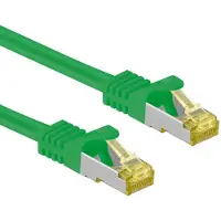 Noname RJ45 Patchkabel CAT 6A S/FTP (PiMF), 500 MHz mit CAT 7 Rohkabel, Grün, 15 m, LSZH halogenfrei, Kupfer, RJ45 (CAT 6A) Stecker