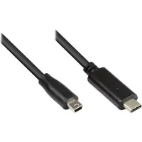 Alcasa Anschlusskabel USB 2.0 - USB-C Stecker an USB 2.0 Mini B Stecker - schwarz - 1,8m