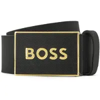 BOSS Ledergürtel "Boss_Icon-S1_Sz40", Herren, Gr. 85, schwarz (schwarz002), Leder, Gürtel Ledergürtel, mit -Logo-Prägung auf der Koppelschließe