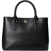 Ralph Lauren für Damen. 431876725004 Marcy Leder Satchel Tasche schwarz (OSFA), Lässig, Klassisch
