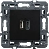 Legrand Val Outlet 2xUSB Typ A+C Komplettgerät Schwarz - 741432