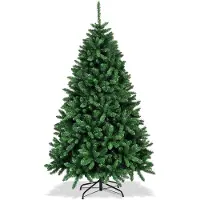 Costway 180cm Bleistift Weihnachtsbaum mit Schnee, Tannenbaum künstlich mit 630 Spitzen PVC Nadeln, 29 Kiefernzapfen & Ständer, Kunstbaum Weihnachten