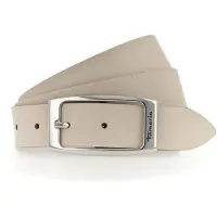 Tamaris Ledergürtel "Charlie Silver", Damen, Gr. 90, beige (cream), Rindsleder, unifarben, Basic, Gürtel Ledergürtel, mit länglicher Doppelschließe, aus Rindsleder, unifarben, Topseller