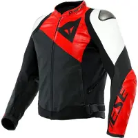Dainese Sportiva Motorrad Lederjacke, schwarz/rot/weiß, 54
