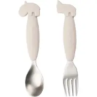 Done by Deer Friends Easy-grip And Fork Set Deer Sand Löffel