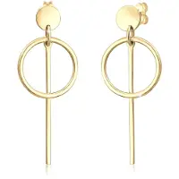 Elli Paar Ohrhänger "Ohrringe Hänger Plättchen Kreis Basic 925 Silber" Gr. 41, gold, Ohrringe, Damen, 41, ohne Stein, Silber 925 (Sterlingsilber), Paar Ohrhänger