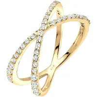 Elli Ring Kreuz Symbol Zirkonia 925 Sterling Silber Elli Gold