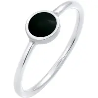 Elli Silberring "Ring Solitär Stapelring Emaille 925 Silber" Gr. 56, schwarz, Fingerringe, Damen, 56, Silber 925 (Sterlingsilber), Silberring