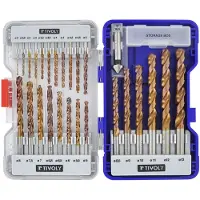 Tivoly -Set 25 HSS-Bohrer FURIUS mit FUSIO-Beschichtung Kreuzspitze Ø 2–13 mm + 1 Anbohrer Ø 15 mm - 11454170002