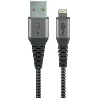 Goobay 49267, 0,5 m, USB A, Lightning, Männlich, Männlich/Weiblich, Schwarz, Grau