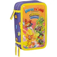 Safta Plumier Triple SuperThings Guardians Of Kazoom Amarillo Morado 12,5 x 19,5 x 5,5 cm