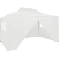 vidaXL Profi-Partyzelt Faltbar mit 4 Seitenwänden 280x410x315 cm Stahl Weiß