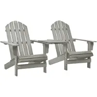 vidaXL Adirondack-Gartenstühle mit Tisch Massivholz Tanne Grau
