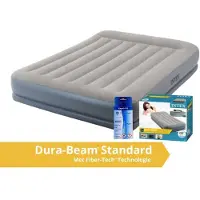 Intex Pillow Rest Mid-Rise - Luftmatratze - Doppelt - Mit Reparaturset und eingebaute Pumpe - 203x152x30 cm - PVC - Grau