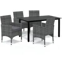 vidaXL 5-tlg. Garten-Essgruppe mit Kissen Poly Rattan Grau
