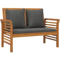 vidaXL Sofabank mit Dunkelgrauen Kissen Massivholz Akazie