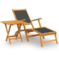 vidaXL Garten-Liegestuhl mit Tisch Massivholz Akazie und Textilene