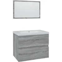 vidaXL Badmöbel-Set Grau Sonoma Holzwerkstoff