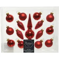 Décoris Abbildung gl mini Spitze Weihnachten rot 15pcs Weihnachten Ball hangdeco Weihnachten (rood)