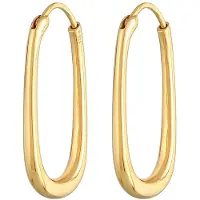Elli Paar Creolen PREMIUM "Ohrringe Creolen Oval Elegant Zeitlos 925 Silber" Gr. 30, gold, Ohrringe, Damen, 30, ohne Stein, Silber 925 (Sterlingsilber), Paar Creolen