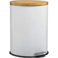 5 Five Mulleimer/Treteimer Bambus - weis - 30L - 38 x 29 x 60 cm