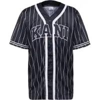 Karl kani Varsity Striped Baseball Kurzarm-t-shirt Mit V-ausschnitt