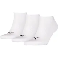 Puma Sneakersocken "UNISEX CUSHIONED SNEAKER 3P", Damen, Gr. 43-46, weiß (3x weiß), Baumwollmischung, bedruckt, unifarben, elastisch, Socken Sneakersocken, mit Frottee