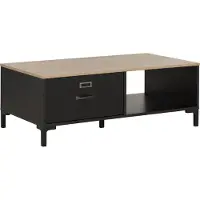Gami Couchtisch "Manchester", schwarz (schwarz, eiche helvezia, schwarz, eiche helvezia), B:110cm H:39,9cm T:59,6cm, Spanplatte aus Pinus sylvestris, Tische, Couchtisch, mit einer Aufbewahrungsniesche