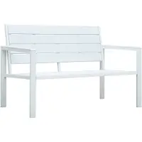 vidaXL Gartenbank "Polleben" aus HDPE (hochdichtes Polyethylen) + Stahl in Weiß. Abmessungen (B/H/T) 120x78x64 cm