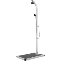 vidaXL Gartendusche mit Grauer Bodenplatte 220 cm Aluminium