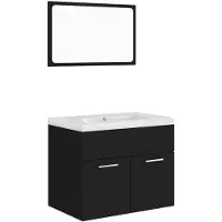 vidaXL Badmöbel-Set Schwarz Holzwerkstoff