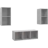 Möbelando Regal-Set "Prinzhöfte" 3tlg aus Spanplatte in Betongrau. Abmessungen (B/H/T) 107x37x37 cm
