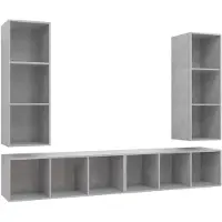 Möbelando Regal-Set "Affinghausen" aus Spanplatte in Betongrau. Abmessungen (B/H/T) 37x107x37 cm