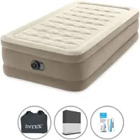 OEM Einzelbetten Luftmatratze 1-Personen - 99 x 191 x 46 cm - Beige - inkl. Pumpe - Bettwäsche und Reparaturset