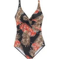 LASCANA Badeanzug , Damen, Gr. 40, Cup D, schwarz (schwarz, bedruckt), Recycling-Polyamid, bedruckt, Badeanzüge Badeanzug, mit Bügel und Shaping-Effekt, Topseller