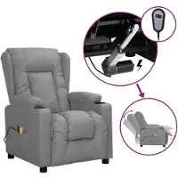 vidaXL Massagesessel Elektrisch Grau Kunstleder