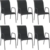 vidaXL Gartenstühle 6 Stk. Stahl und Textilene Schwarz