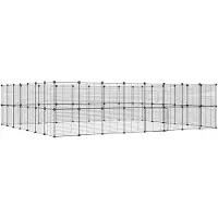 vidaXL 60-tlg. Haustierkäfig mit Tür Schwarz 280x245x70 cm Stahl