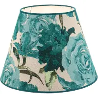 Duolla Lampenschirm Sofia Höhe 25 cm, Blumenmuster türkis
