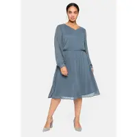 Sheego Chiffonkleid Sheego Stahlblau