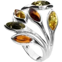 Ostsee-Schmuck Fingerring "- Elena - Silber 925/000 - Bernstein" Gr. 52, silber (silber 925, silberfarben, weiß), Fingerringe, Damen, 52, Fingerring