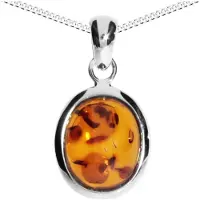 Ostsee-Schmuck Kette mit Anhänger - Classic 12x10 mm - Silber 925/000 - Bernstein Weiß