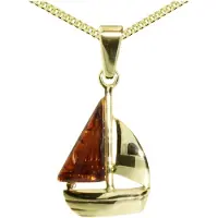 Ostsee-Schmuck Kette mit Anhänger "Kette mit Anhänger Schiffchen" Gr. 40, gold (weiß, neutral), Halsketten, Damen, 40cm, Silber 925 (Sterlingsilber), L: 40, Kette mit Anhänger