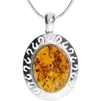 Ostsee-Schmuck Kette mit Anhänger - Michelle - Silber 925/000 - Bernstein Weiß