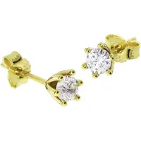 Ostsee-Schmuck Ohrstecker - Lonnie 4 mm - Gold 333/000 - Zirkonia Gold