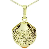 Ostsee-Schmuck Kette mit Anhänger - Muschel - Gold 333/000 - Bernstein Gelb