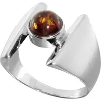 Ostsee-Schmuck Fingerring "- Asina - Silber 925/000 - Bernstein" Gr. 64, silber (silber 925, silberfarben, weiß), Fingerringe, Damen, 64, Fingerring