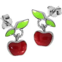 Ostsee-Schmuck Paar Ohrstecker "- Apfel - Silber 925/000 -" Gr. 8, rot, Ohrringe, Damen, 8, Silber 925 (Sterlingsilber), Paar Ohrstecker