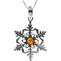 Ostsee-Schmuck Kette mit Anhänger "Kette mit Anhänger Schneeflocke" Gr. 60, silber (weiß, neutral), Halsketten, Damen, 60cm, Silber 925 (Sterlingsilber), L: 42, Kette mit Anhänger
